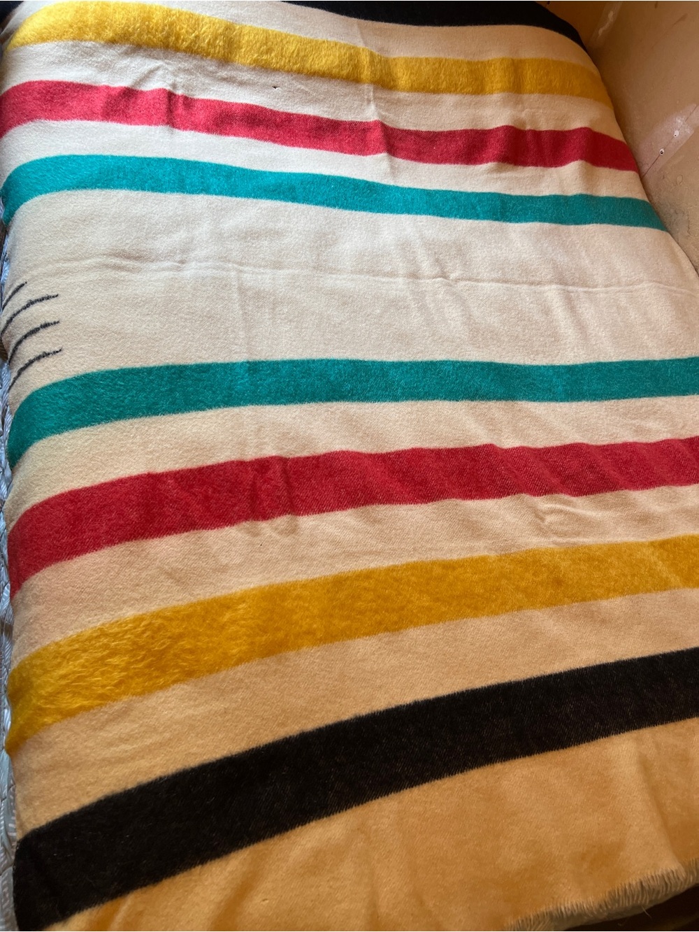 Vintage Hudsons Bay 3.5 point Striped Wool Blanket